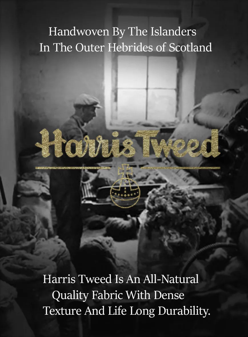 Harris Tweed Dark Gray Check Newsboy Cap