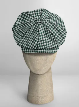 Harris Tweed Houndstooth Green Newsboy Cap