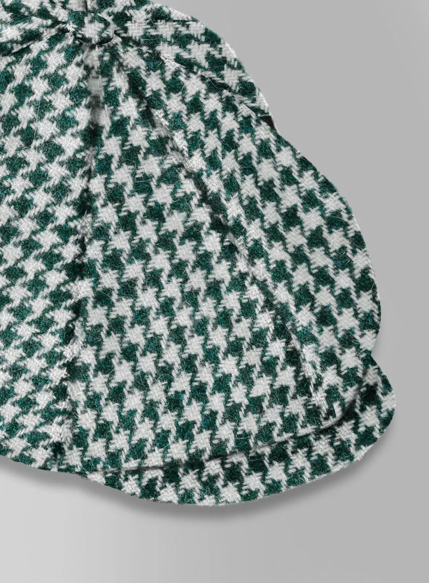 Harris Tweed Houndstooth Green Newsboy Cap