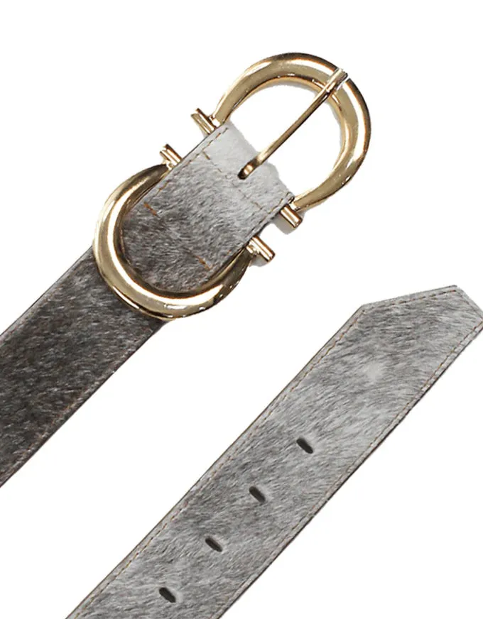 Ivy Double Buckle Belt Natural Cowhide