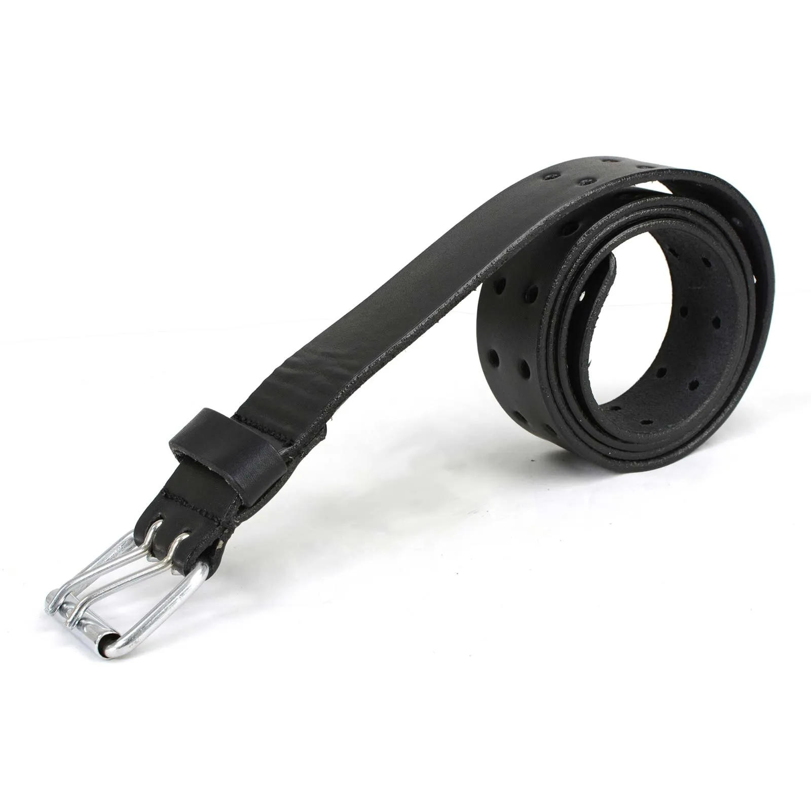 Milwaukee Leather MP7121 Men's Double Prong - Black Genuine Leather Belt w/ Interchangeable Buckle - 1.5 inches Wide