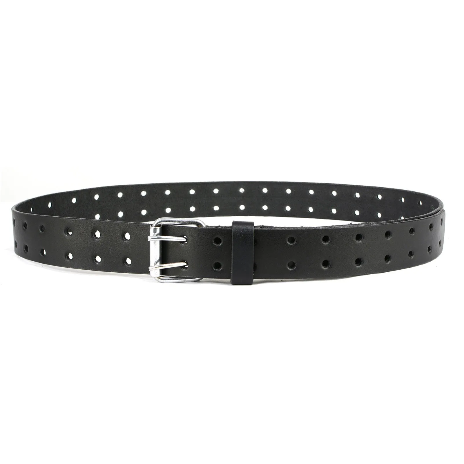 Milwaukee Leather MP7121 Men's Double Prong - Black Genuine Leather Belt w/ Interchangeable Buckle - 1.5 inches Wide