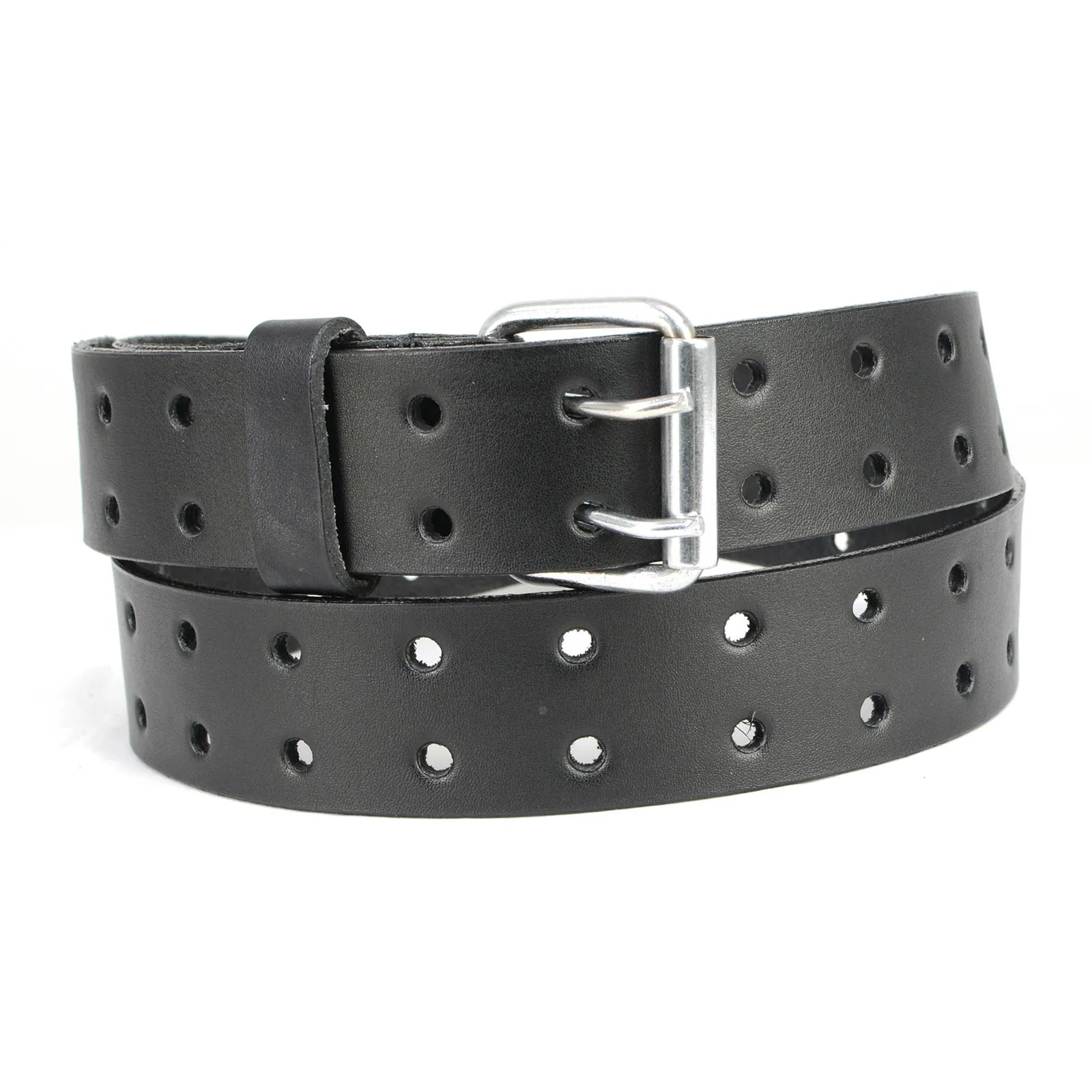 Milwaukee Leather MP7121 Men's Double Prong - Black Genuine Leather Belt w/ Interchangeable Buckle - 1.5 inches Wide
