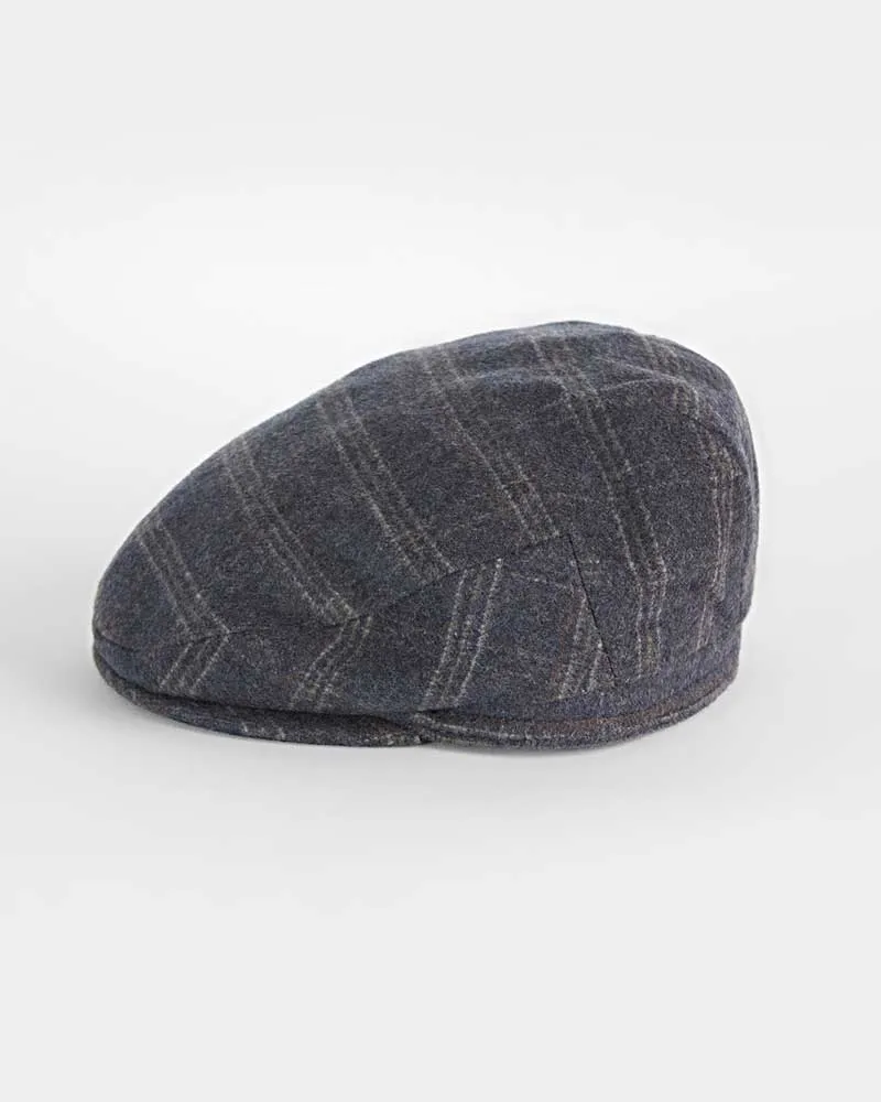 Navy Loden Check Wool & Alpaca Harlem Cap
