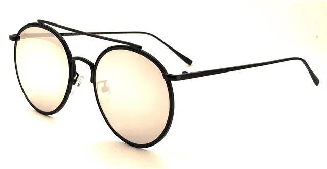 Oversized Round Metal Frame with Pink Mirror Lenses Sunglasses for Women