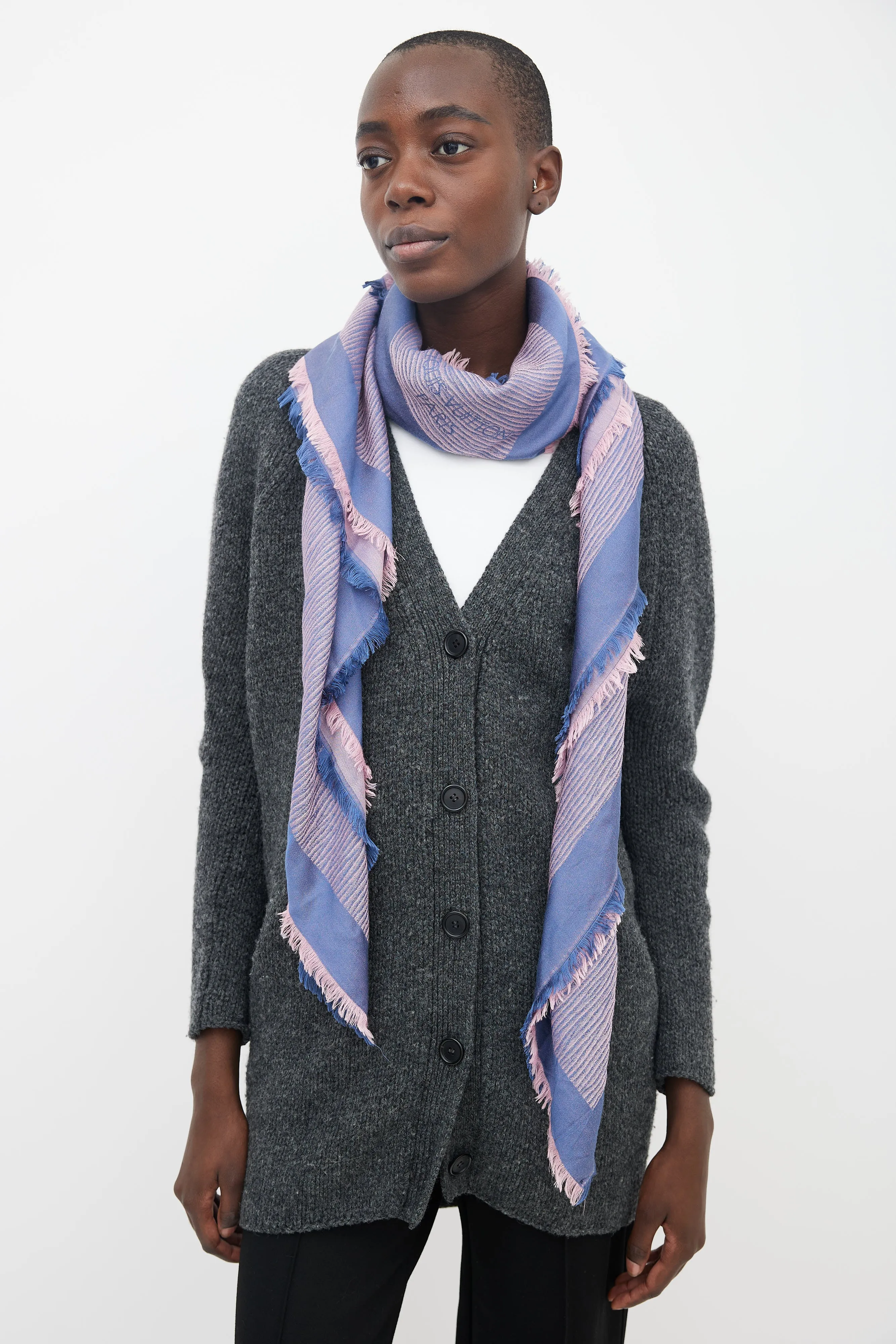 Pink & Blue Epi Textured Shawl Scarf