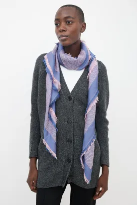 Pink & Blue Epi Textured Shawl Scarf