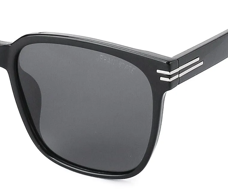 Polarized Plastic Frame Square Oversized Sunglasses - Black Glossy