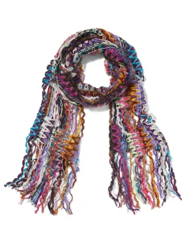 Purple Multi Yarn Fringe Scarf - Sweet Pea