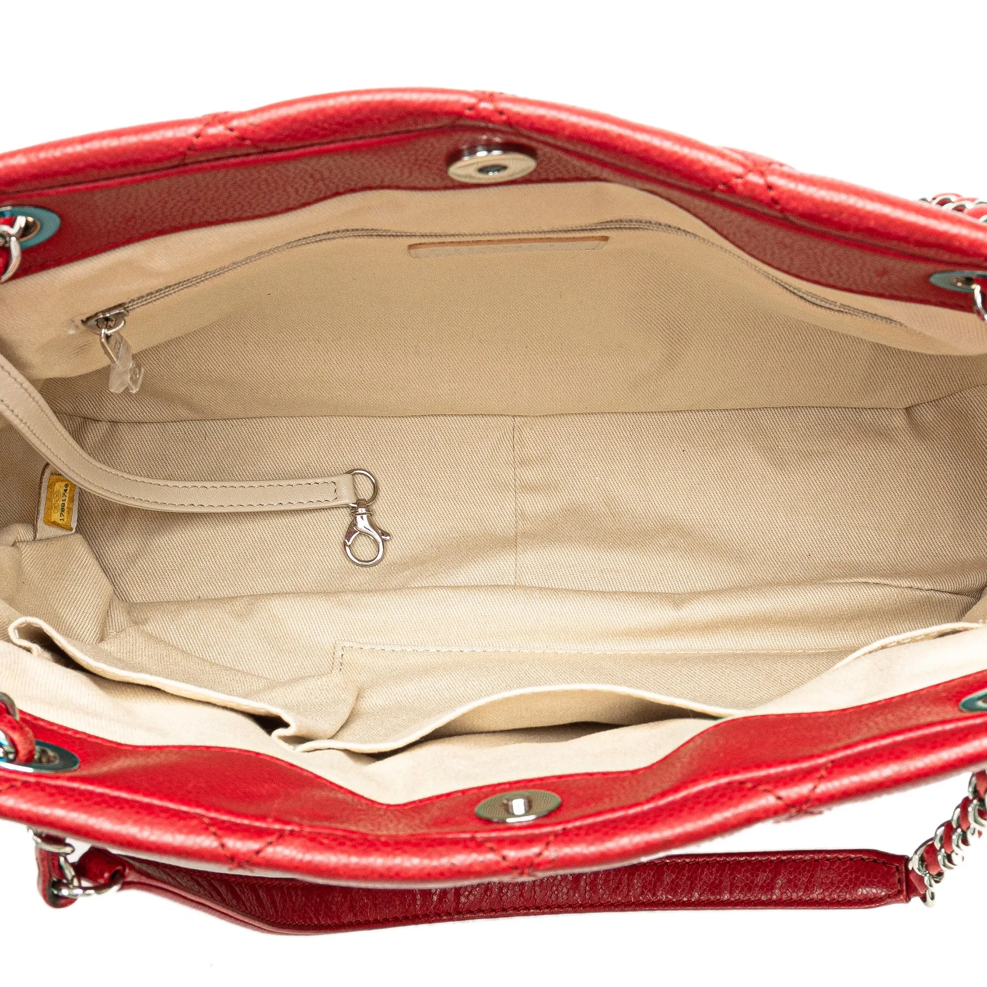 Red Chanel Quilted Caviar Soft Shopper Tote