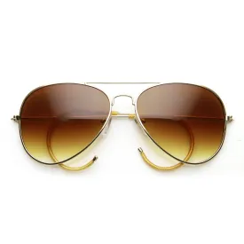 Retro Mens 1970's Fashion Metal Aviator With Cable Temple Sunglasses 9407