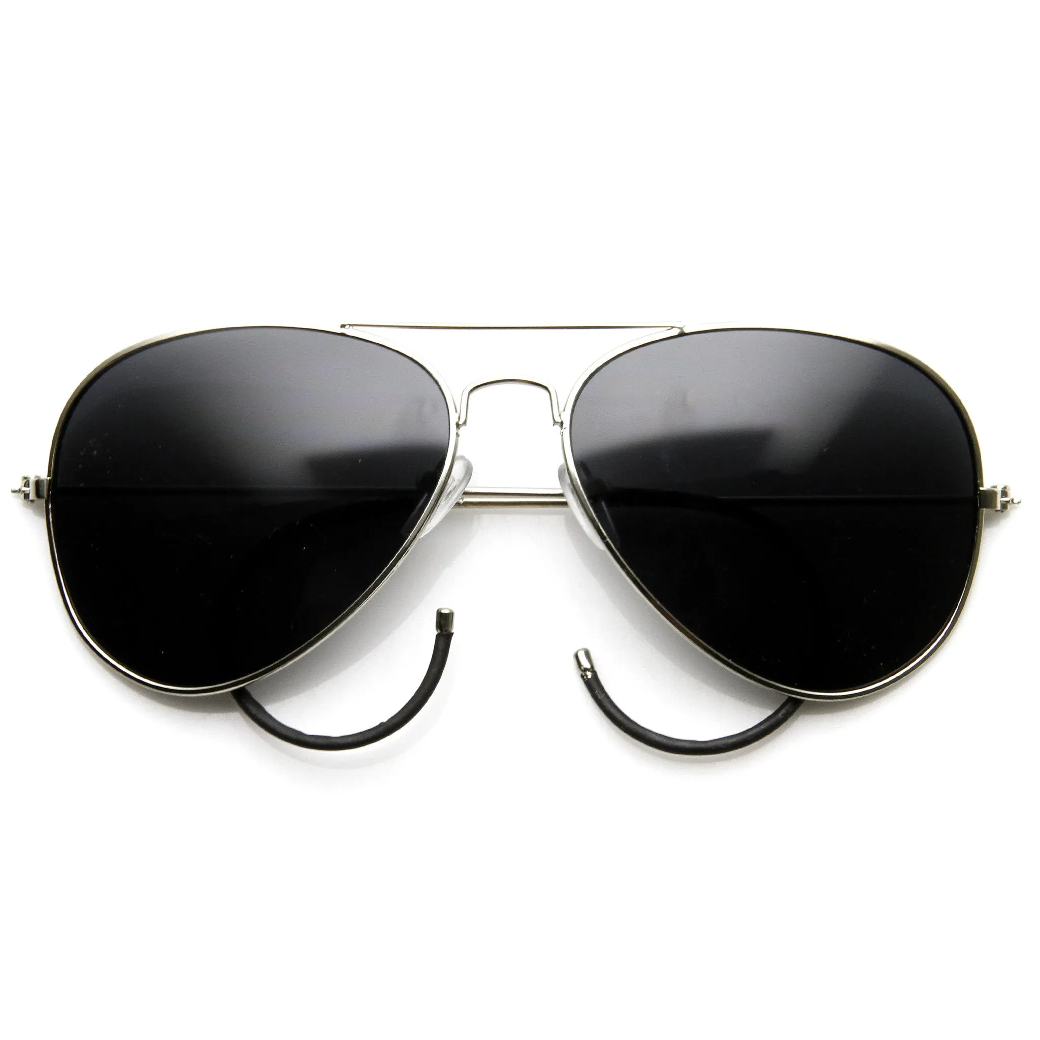 Retro Mens 1970's Fashion Metal Aviator With Cable Temple Sunglasses 9407