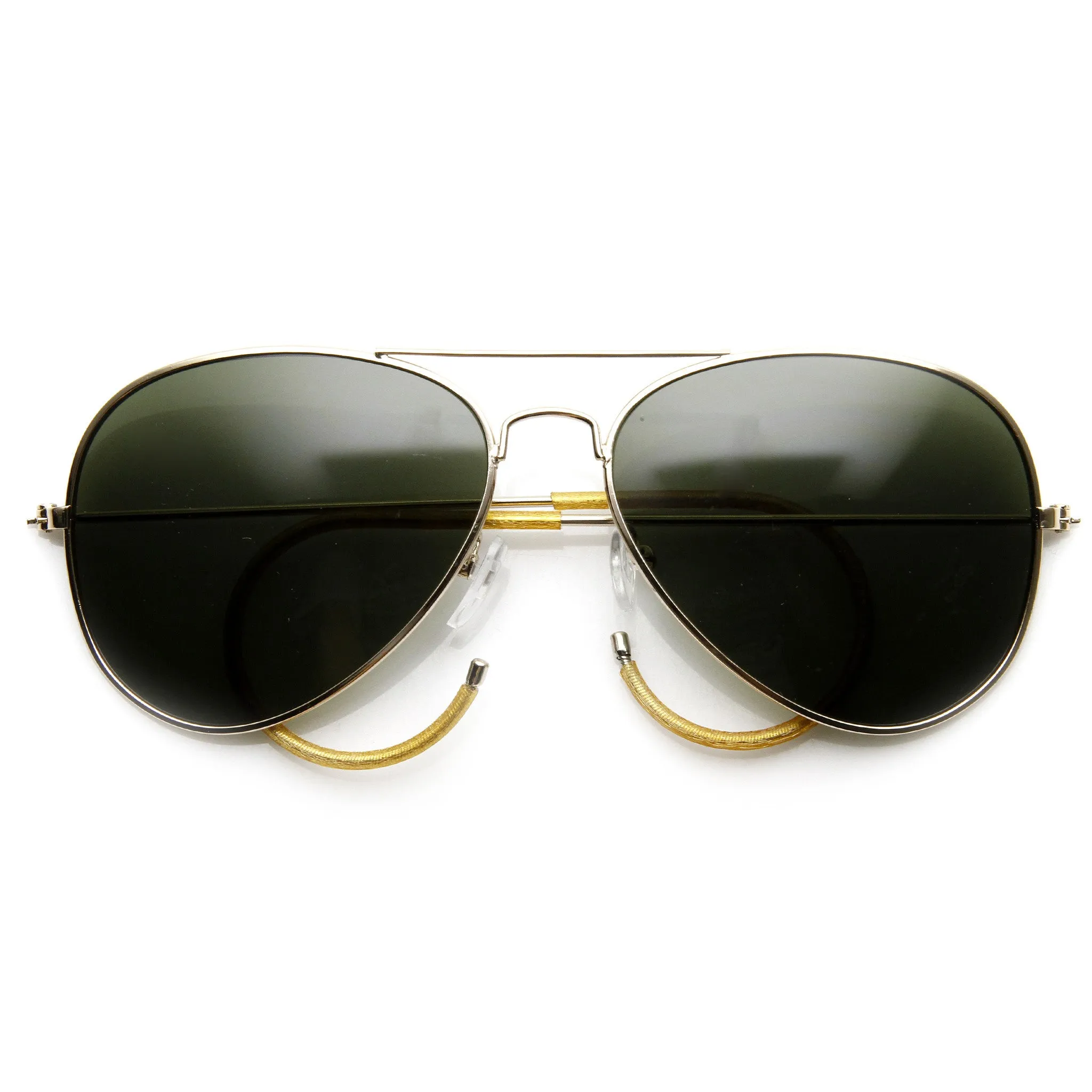 Retro Mens 1970's Fashion Metal Aviator With Cable Temple Sunglasses 9407