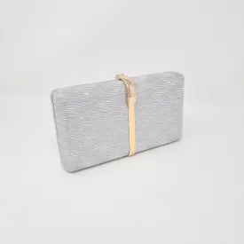 Silver Metallic Box Clutch Bag