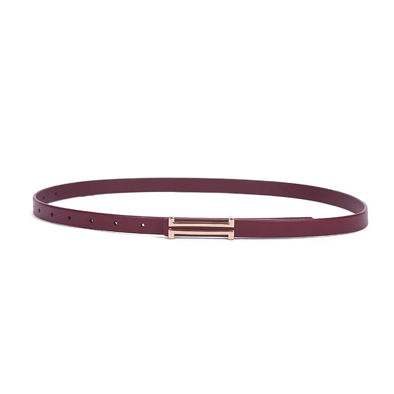 Solid Color Genuine Leather H Buckle Belt - 5 Colors