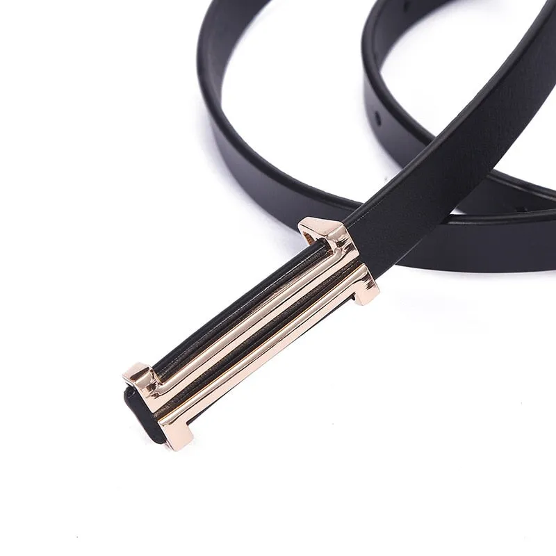 Solid Color Genuine Leather H Buckle Belt - 5 Colors