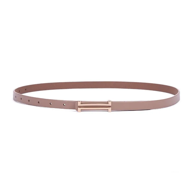 Solid Color Genuine Leather H Buckle Belt - 5 Colors