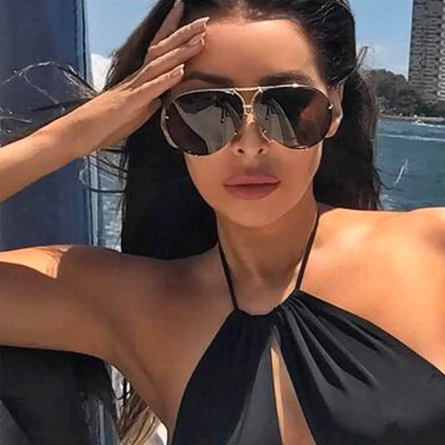 Street Chic Blue Gradient Aviator Sunglasses