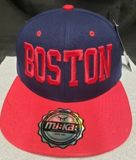 Teagan -- Snapback Boston Baseball Cap -- Navy Blue/Red