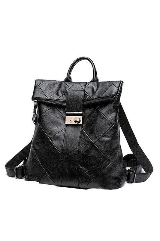 The Diamond Quilted Faux Leather Backpack