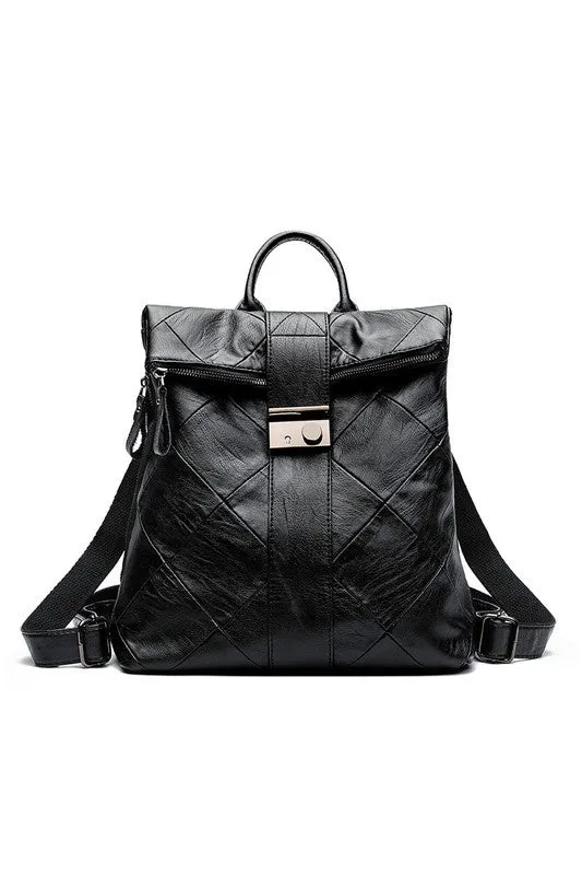 The Diamond Quilted Faux Leather Backpack