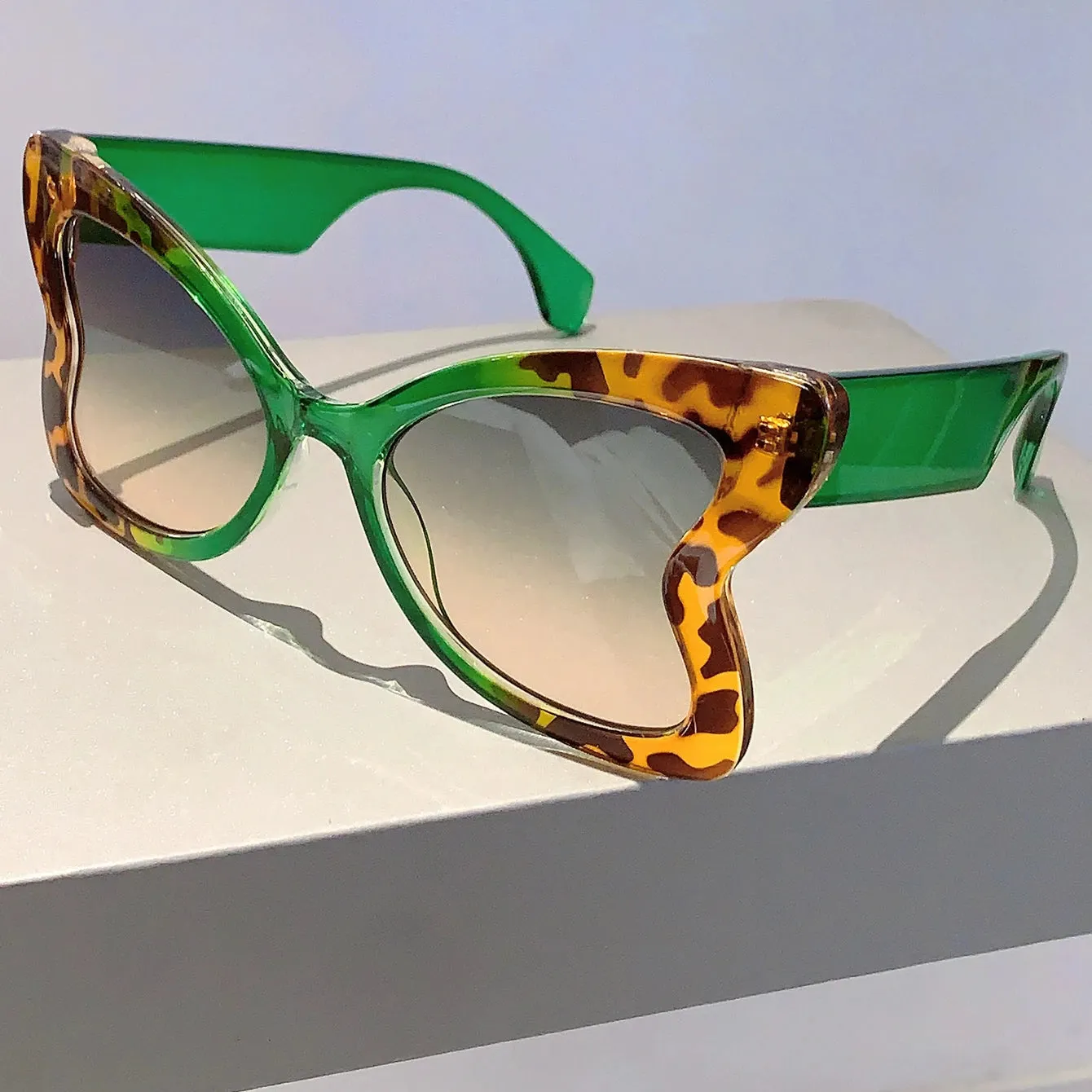 VAIGE Chic Oversized Butterfly Sunglasses in Black and Gold