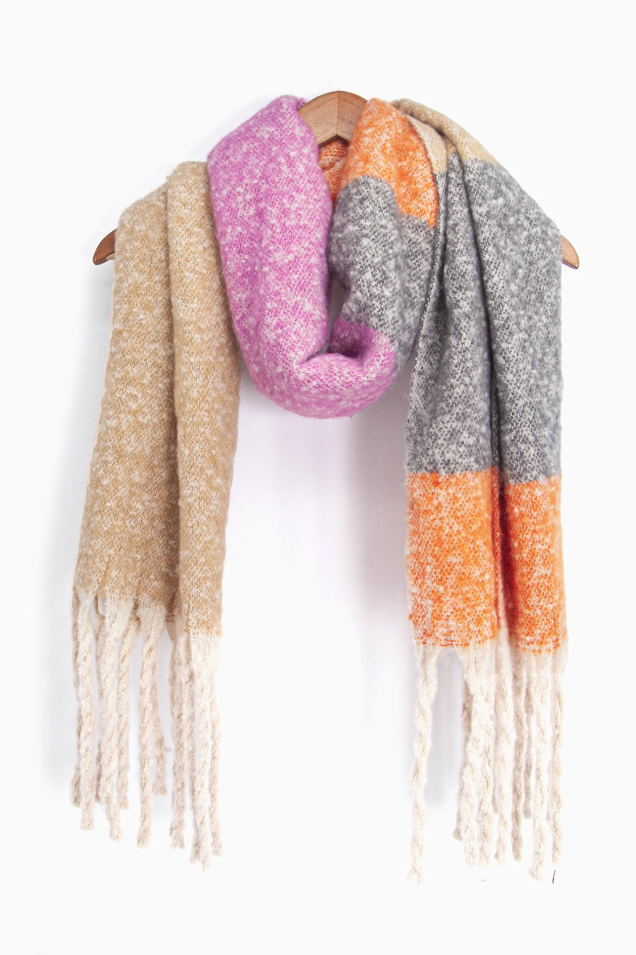 Vivian Heavyweight Scarf - Cream/Pink, Colour Block