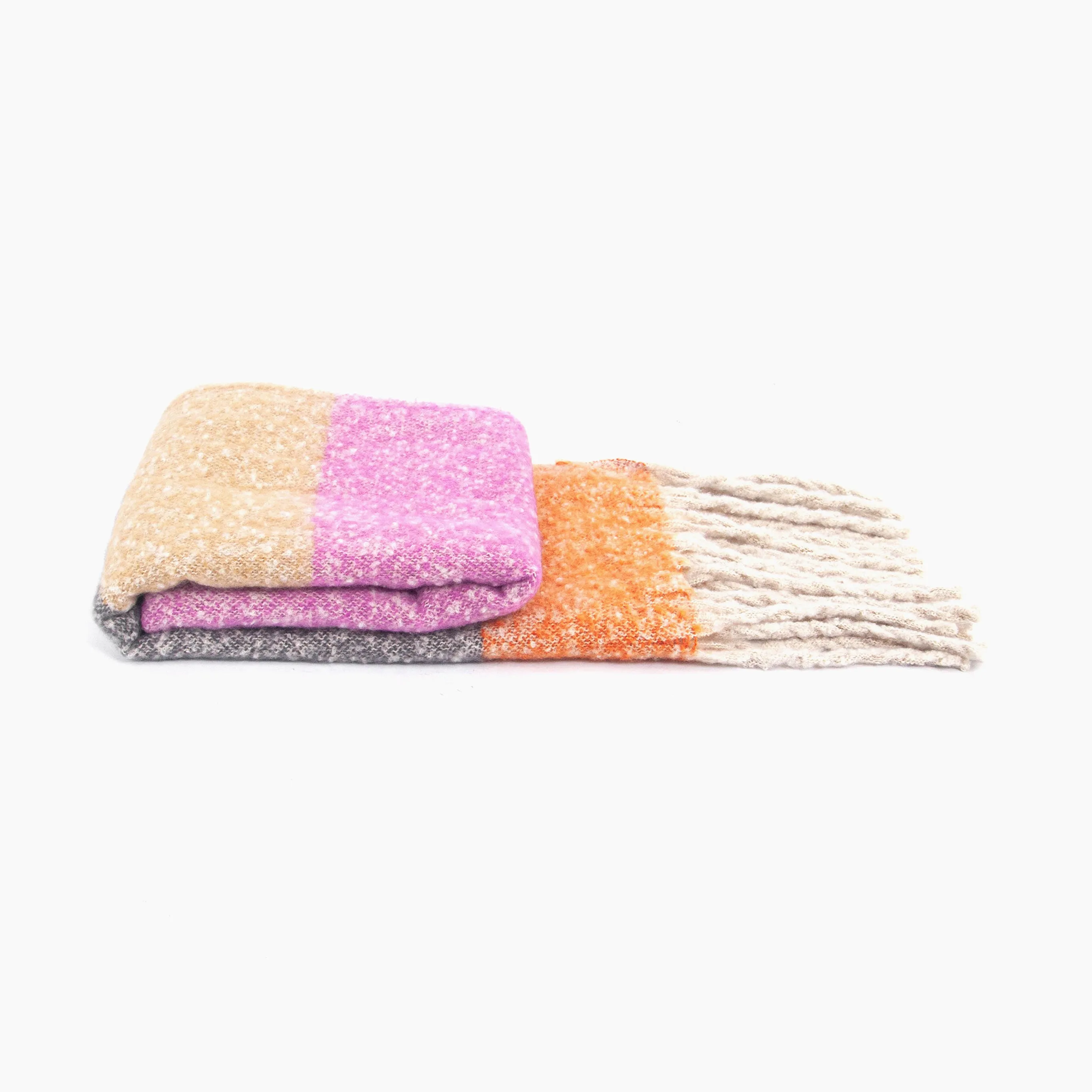 Vivian Heavyweight Scarf - Cream/Pink, Colour Block