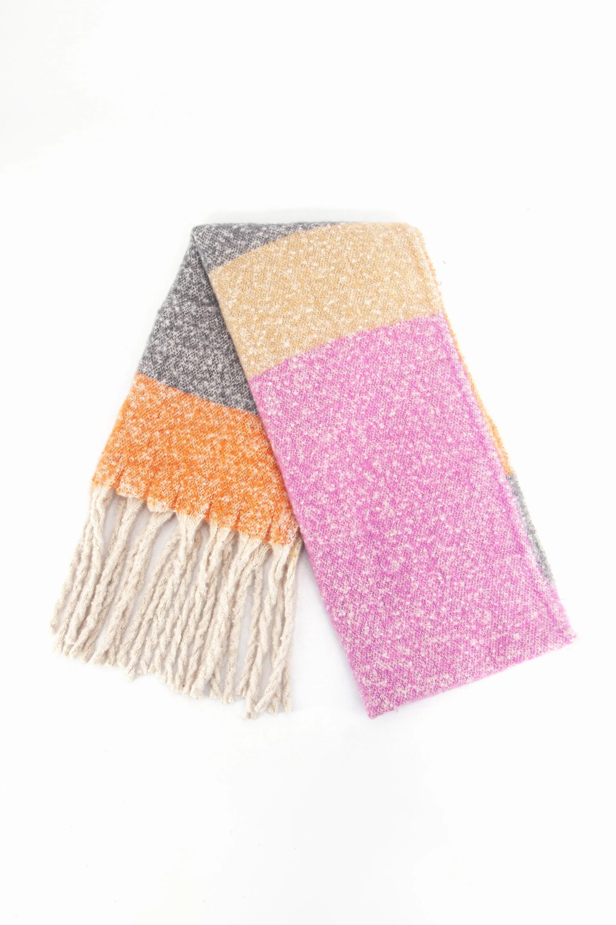 Vivian Heavyweight Scarf - Cream/Pink, Colour Block