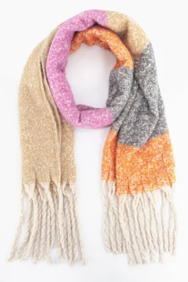 Vivian Heavyweight Scarf - Cream/Pink, Colour Block