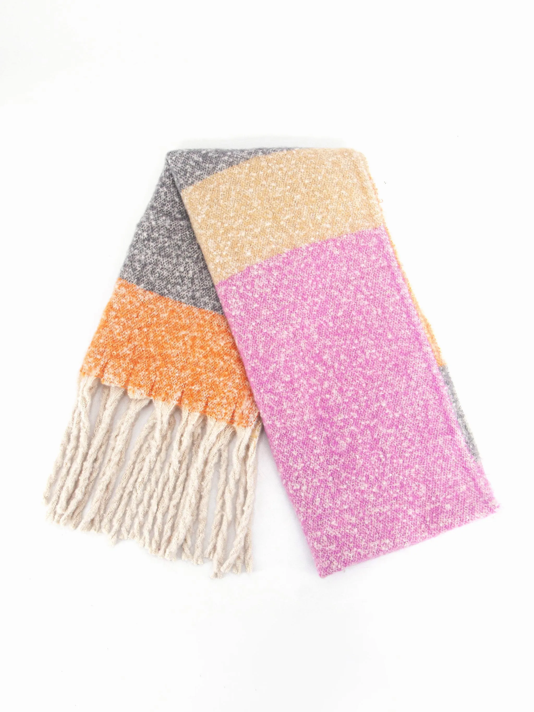 Vivian Heavyweight Scarf - Cream/Pink, Colour Block