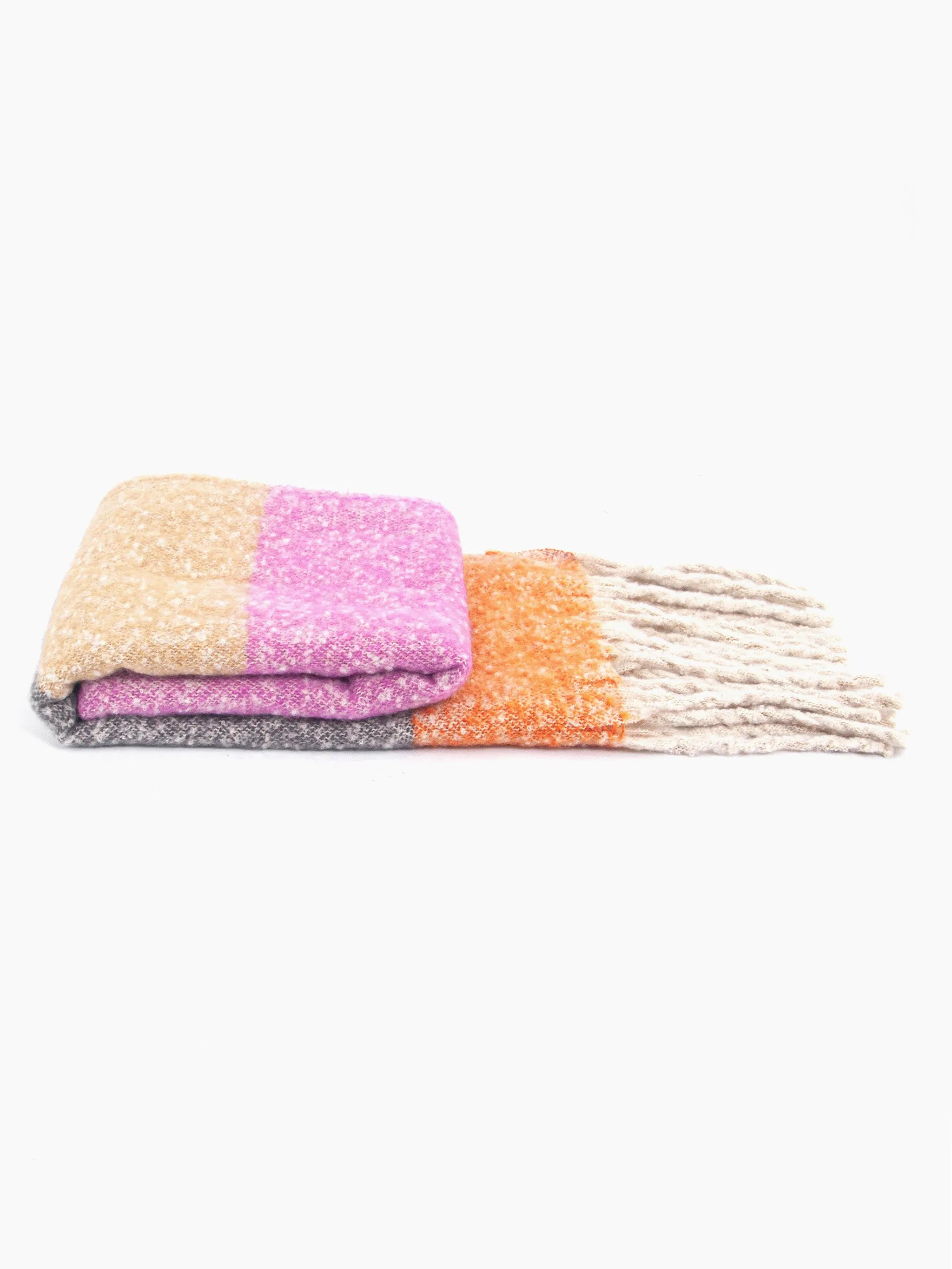 Vivian Heavyweight Scarf - Cream/Pink, Colour Block