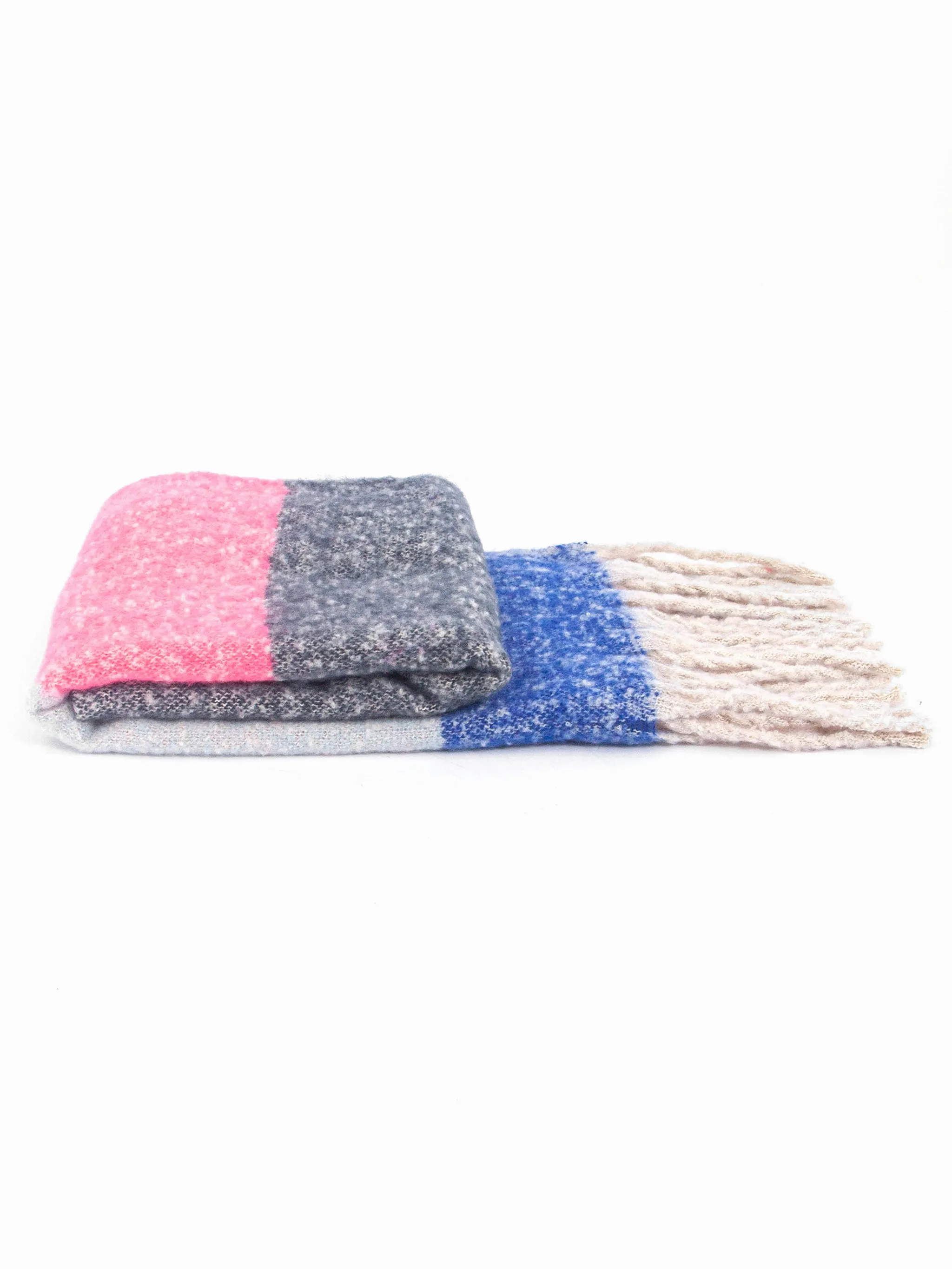 Vivian Heavyweight Scarf - Pink/Grey, Colour Block