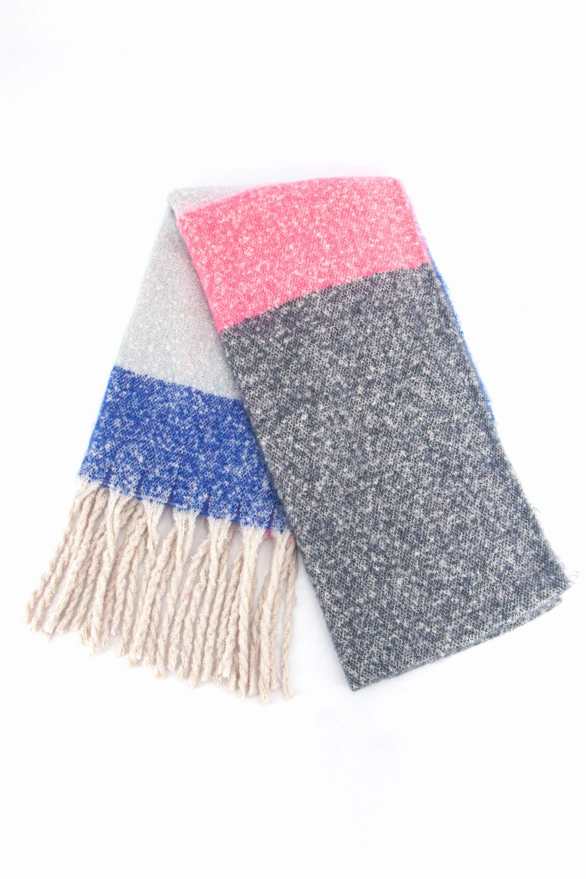 Vivian Heavyweight Scarf - Pink/Grey, Colour Block
