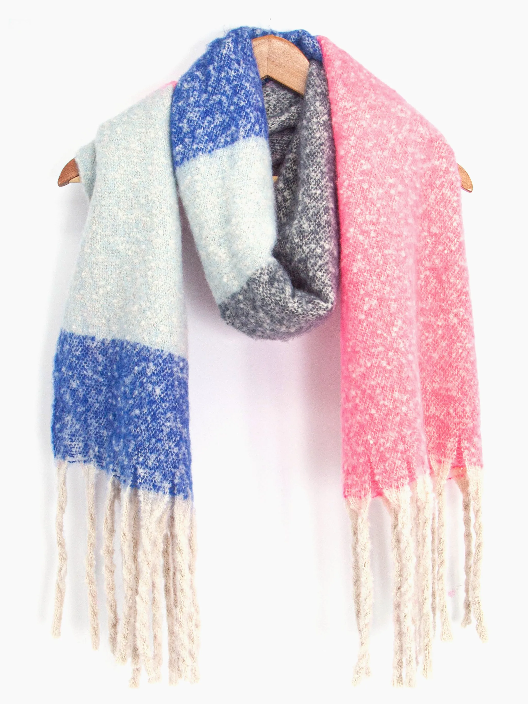 Vivian Heavyweight Scarf - Pink/Grey, Colour Block