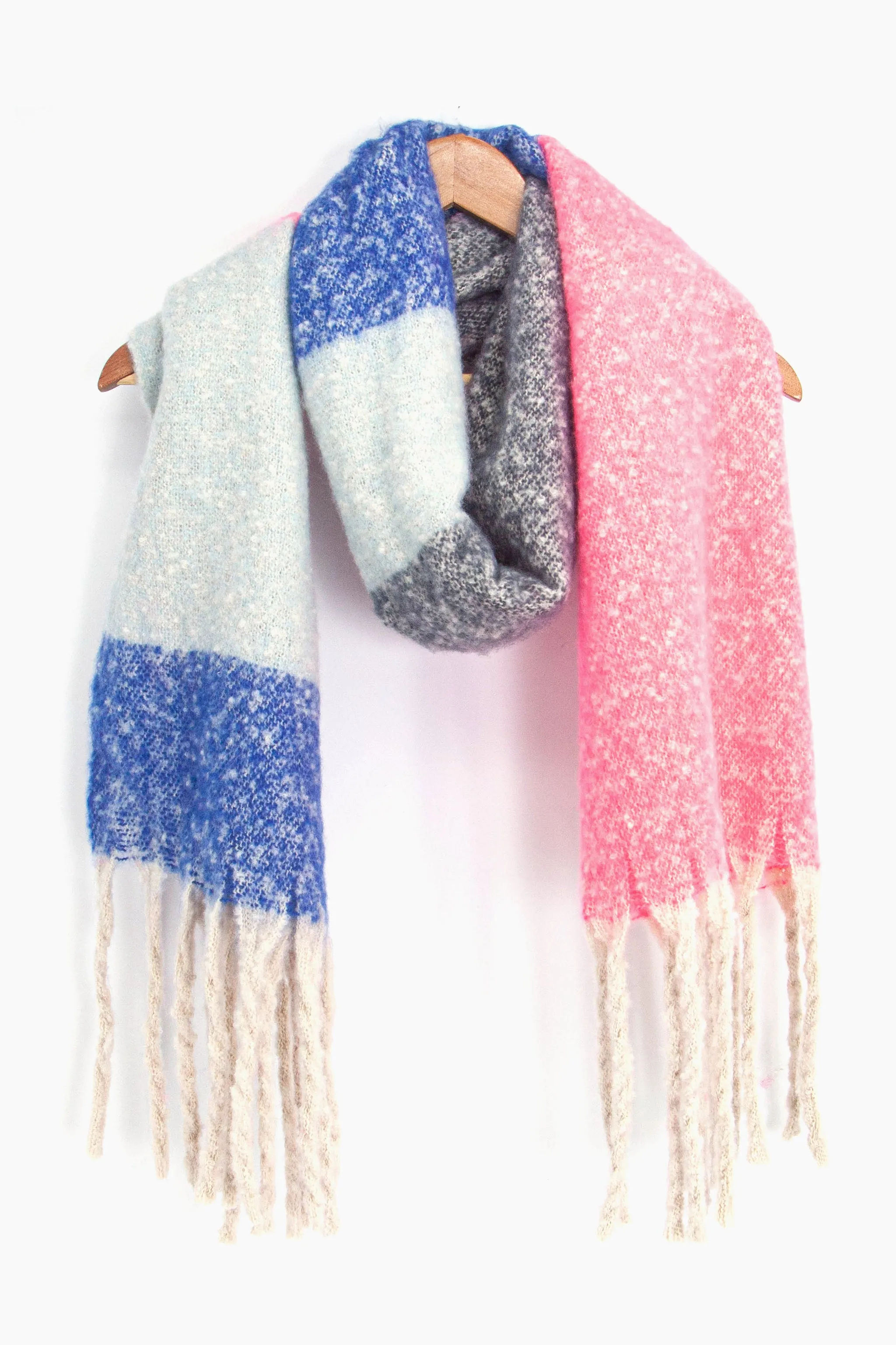 Vivian Heavyweight Scarf - Pink/Grey, Colour Block