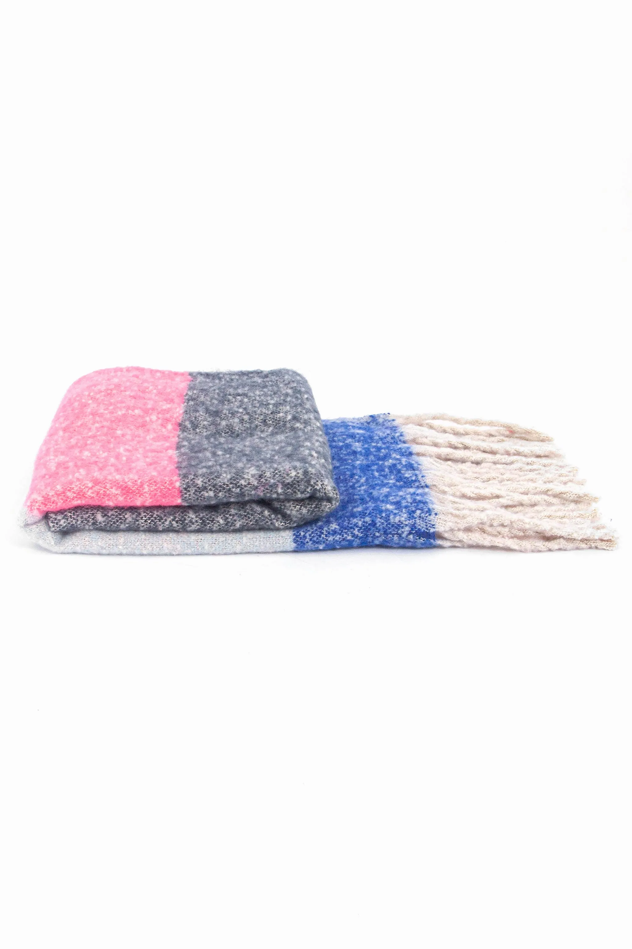 Vivian Heavyweight Scarf - Pink/Grey, Colour Block