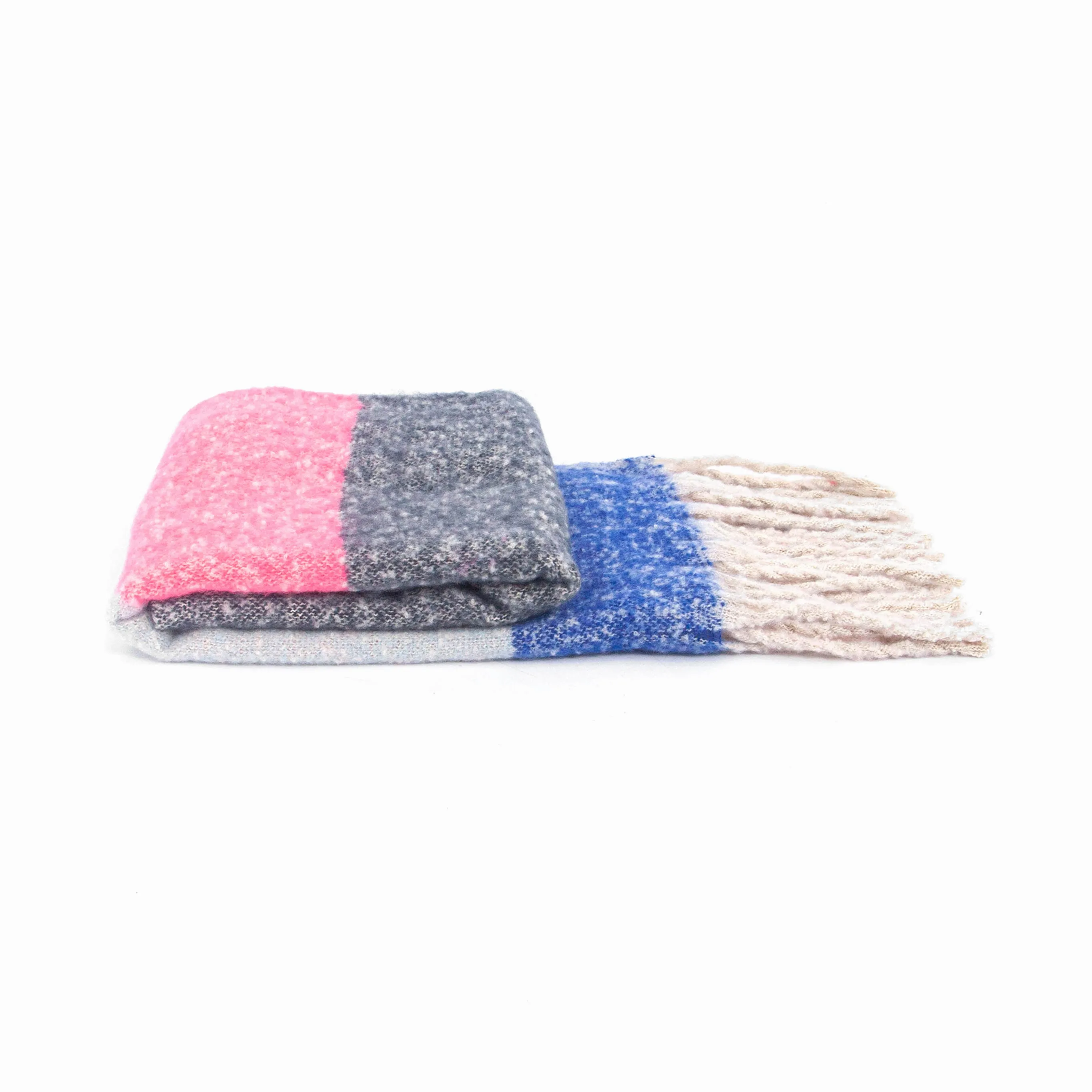 Vivian Heavyweight Scarf - Pink/Grey, Colour Block