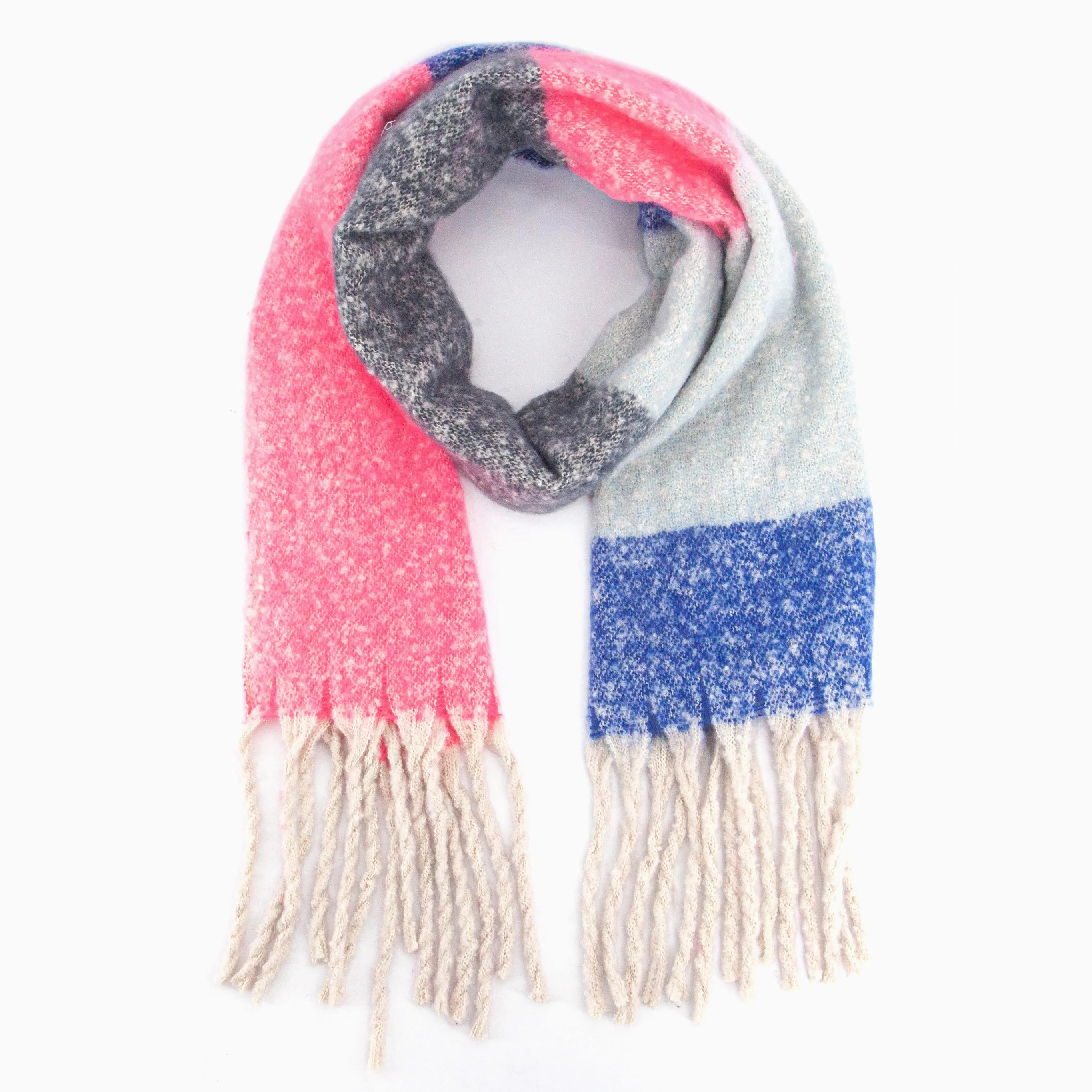 Vivian Heavyweight Scarf - Pink/Grey, Colour Block