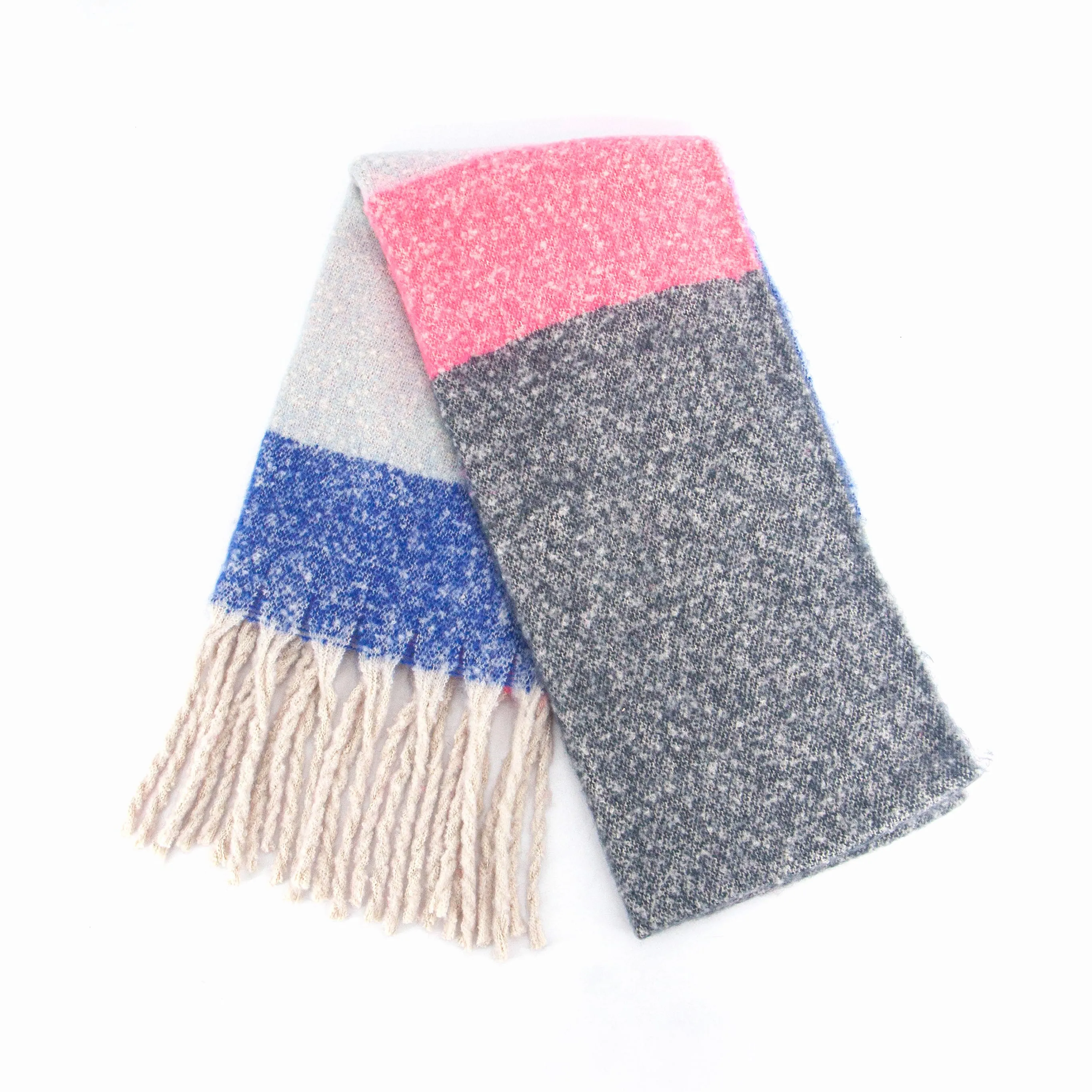Vivian Heavyweight Scarf - Pink/Grey, Colour Block