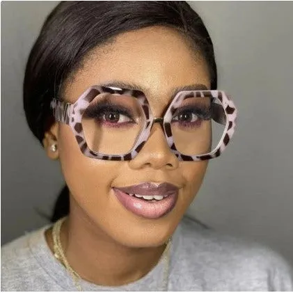 Women Oversized Octagon Eyeglasses Vintage Style Old-School, Retro Glasses, Fashion Glasses Birthday Gift