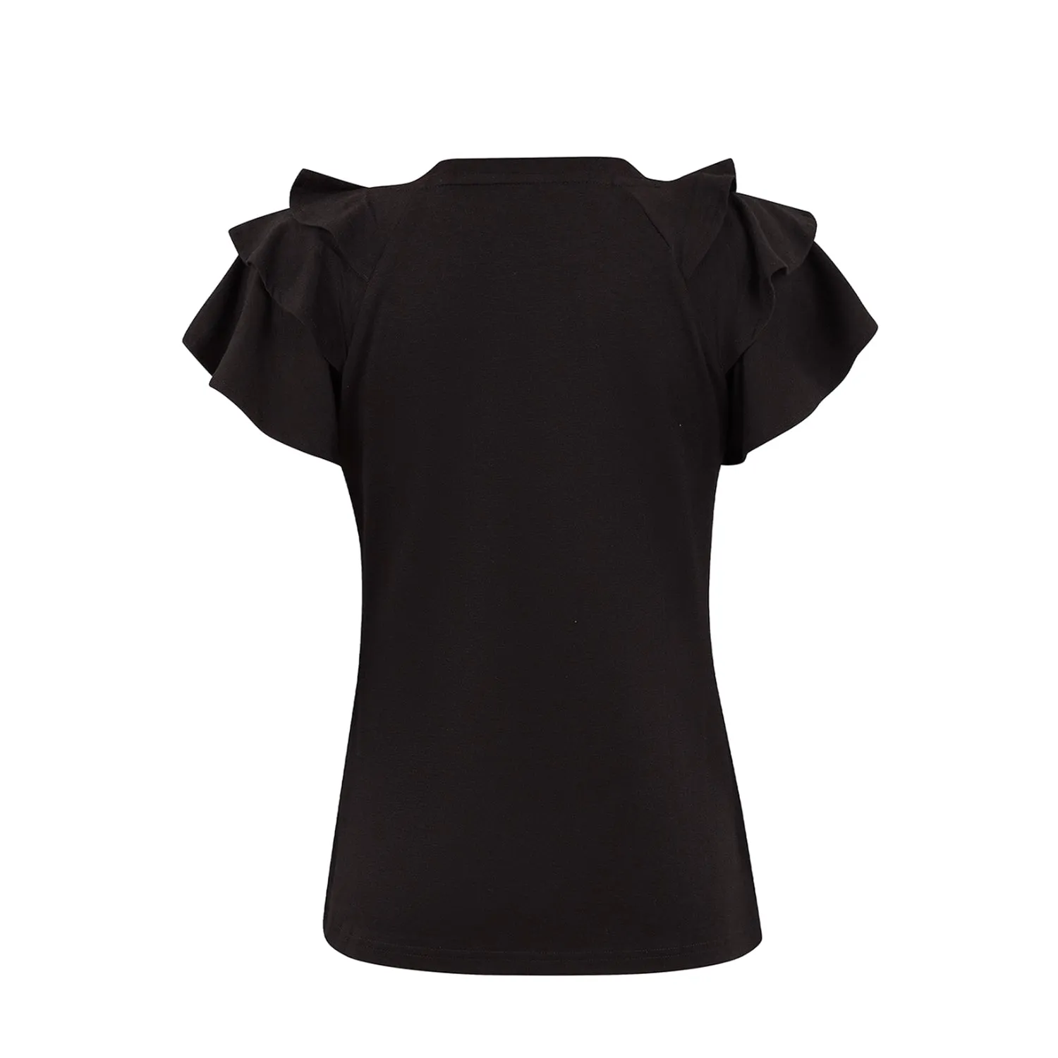 Women's Ruffle Sleeve Tops - Casual Summer V-Neck Tees